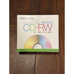 Memorex CD-RW 700MB 80 Minute 4x Multi Speed Rewritable Discs 5 Pack Sealed